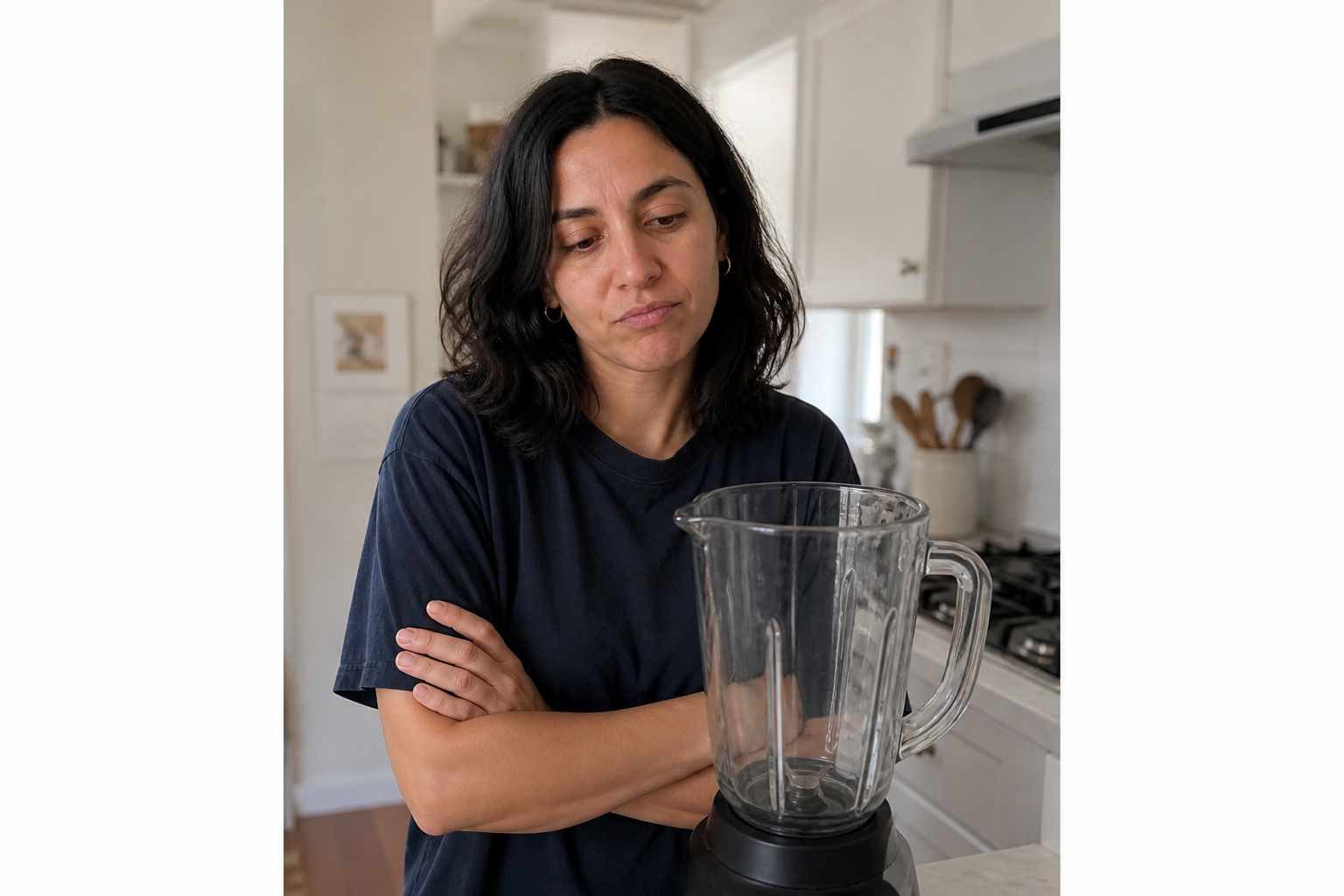 Brand B problem: same spokesperson, empty blender, kitchen
